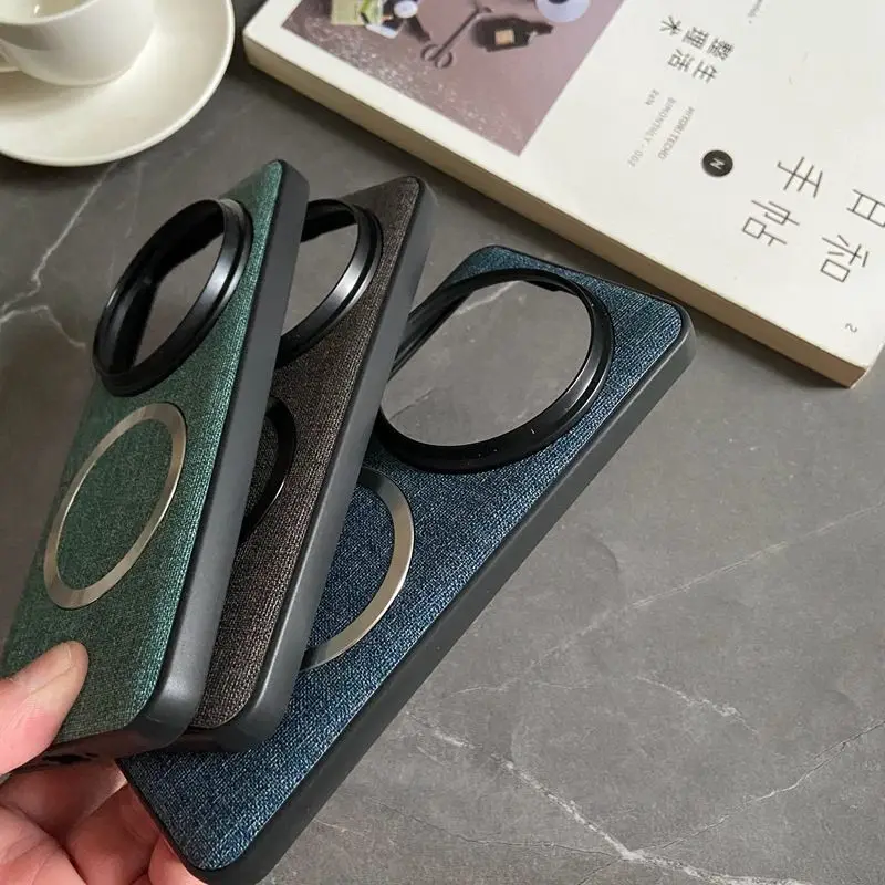 Para Xiaomi Mi 15 Ultra funda de lujo de tela PU funda trasera de carga inalámbrica magnética para Xiaomi Mi 15 14T Pro 14Ultra shell - imagen 5