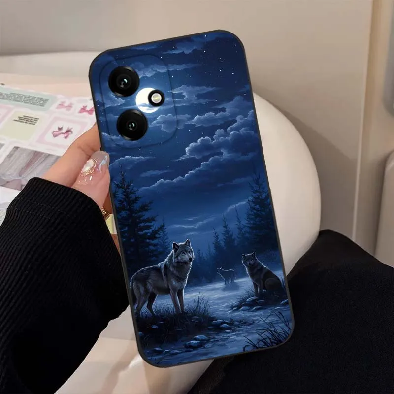 Funda con patrón de arte de lobo para Honor Magic4 3 400 300 200 100 90 Ultra GT Lite Pro Plus Power 5G funda de teléfono negra - imagen 3