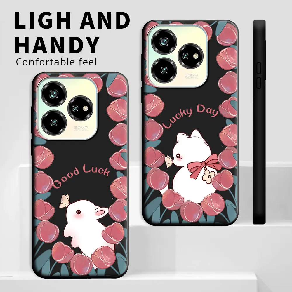 Para ZTE Blade V40S V60 4G funda de dibujos animados lindo gato flor a prueba de golpes funda de teléfono suave de silicona para ZTE Axon 60 4G funda trasera Fundas - imagen 3