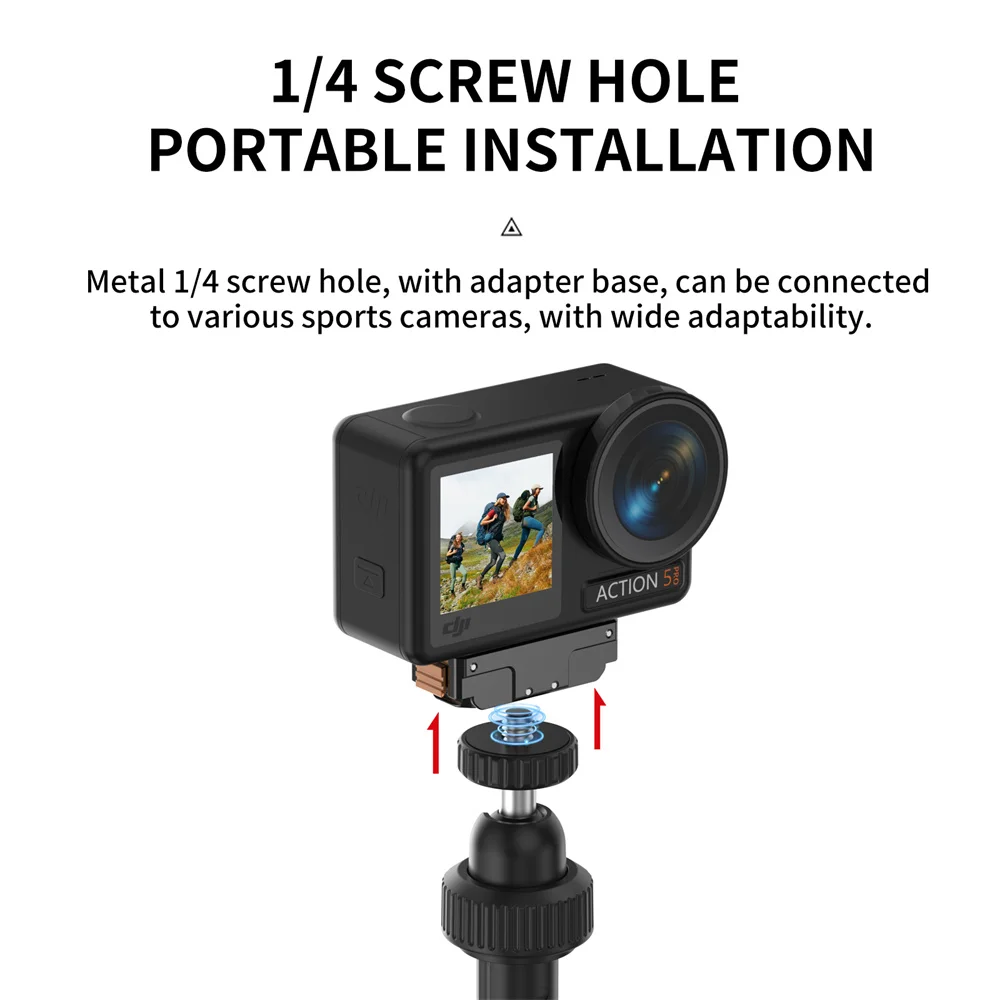 Trípode/palo Selfie de 5 secciones Mini trípode para DJI Action 5, Pro/4/3, cámara de acción serie ACE con cabezal de bola de rotación de 1/4" 360 - imagen 4