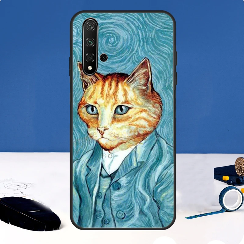 Funda estética artística de gato divertido para Huawei Nova 3i 7i 8i 11i 12i 9 10 SE Y60 Y61 Y70 Y72 Y73 Y90 Y91 P20 P30 P40 Lite - imagen 5