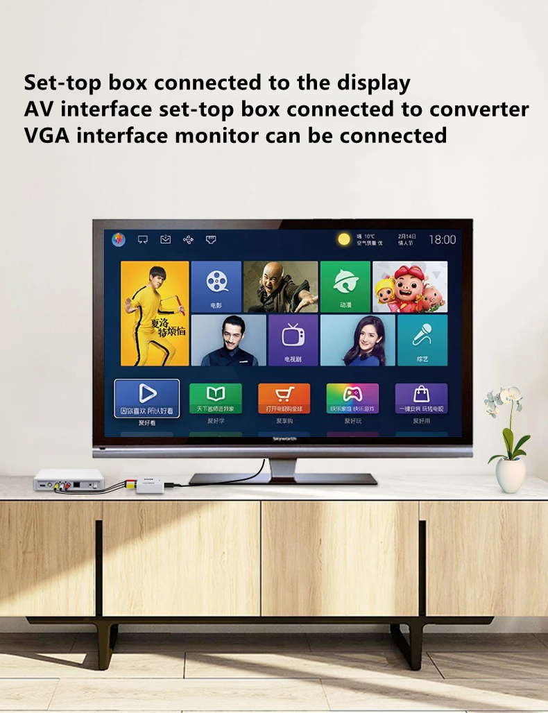 Convertidor de vídeo Mini AV RCA CVBS a VGA de 1080P con Audio de 3,5mm compatible con adaptador de vídeo PAL NTS para decodificador de TV Monitor PC - imagen 5