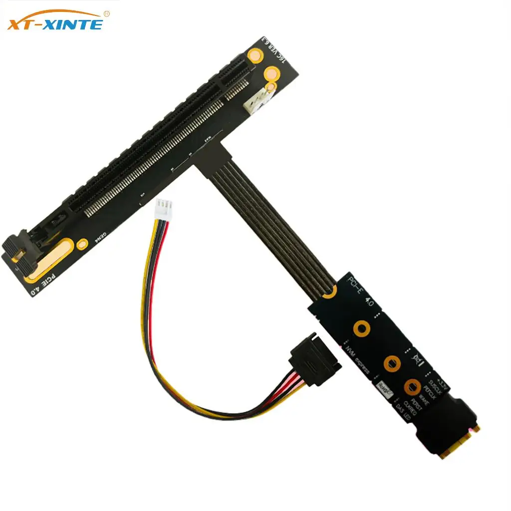 Extensor de placa base para NVME SSD, Cable elevador Gen4, Gen3, GPU, CPU, 64Gbps, PCIe 4,0 X4, 90 grados, PCI-E, 16X a M2, M.2 - imagen 2