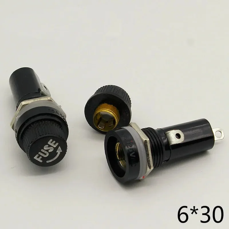 Portafusibles de 6x30mm, 5 uds., tubo de seguro negro, portafusibles de 10A 250V AC 15A 125V AC para Panel de seguro de 6*30MM - imagen 2