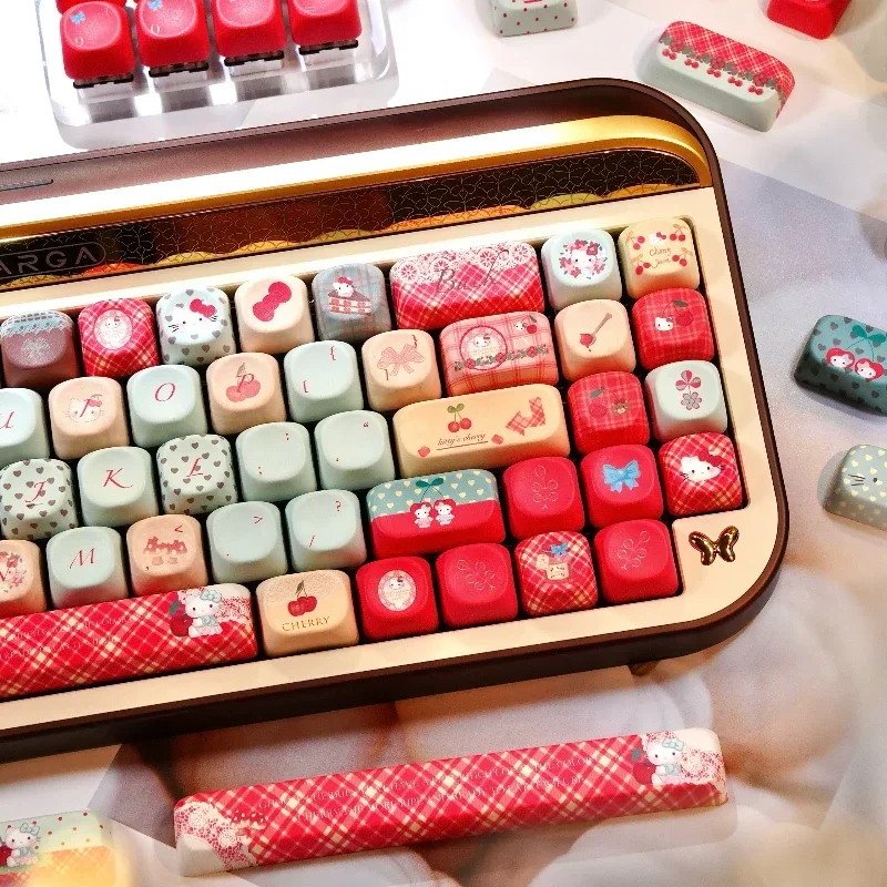 Teclas de regalo de Navidad sorpresa de fin de año, teclas personalizadas de perfil PBT Cherry/MOA, teclas de punto Amina de dibujos animados de gato bonito para jugadores - imagen 2