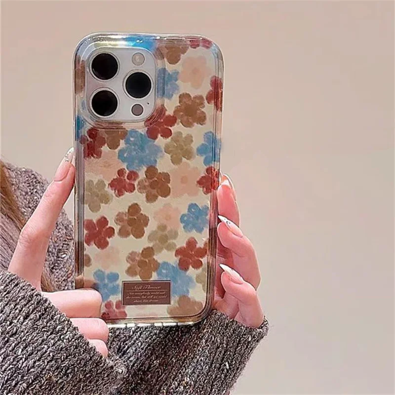 Funda de teléfono INS Vintage con flores mezcladas para iPhone 11, 12, 13, 14, 15, 16, 17 Pro Max 17 Air 16 Plus 16e, funda suave con patrón Vortex - imagen 5