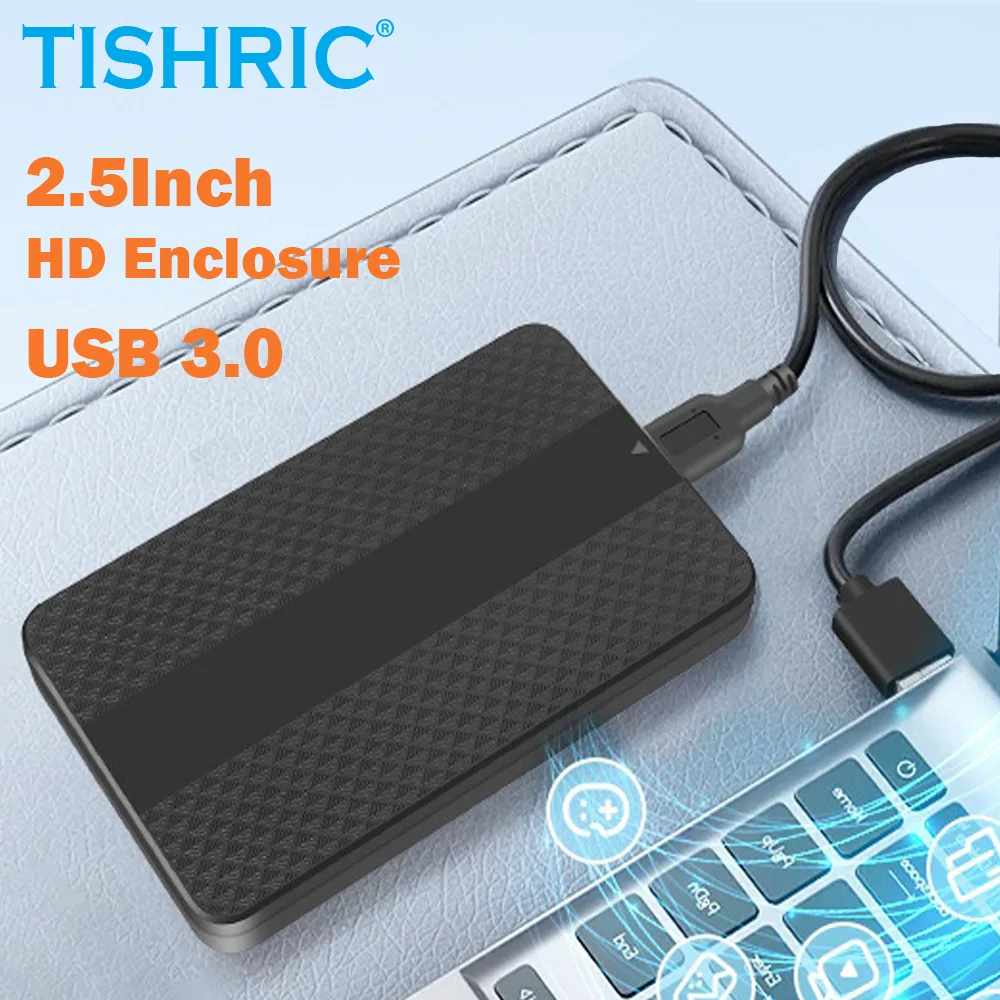 Caja de disco duro externo TISHRIC, funda SSD de 2,5 pulgadas para disco duro SATA a USB3.0, funda externa para juegos, PC, portátil, PS5, PS4
