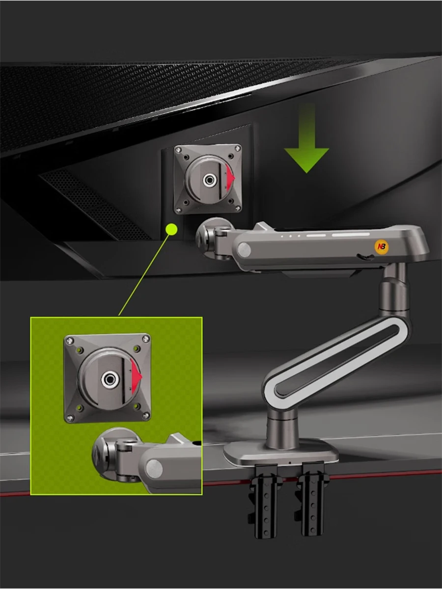 Brazo para Monitor de juegos de escritorio, soporte para Monitor de pantalla de arco curvo de 27-50 pulgadas, soporte para Monitor ultraancho de 2-18kg NB A6 - imagen 4