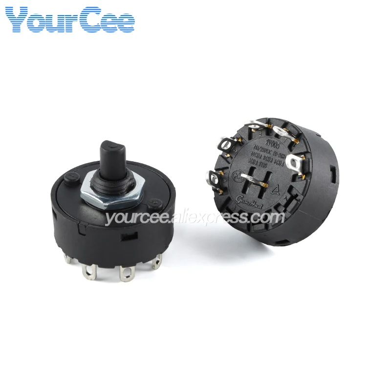 2 uds/1 pieza interruptor de perilla de banda de aparato eléctrico rotatorio multiposicional calentador interruptor de engranaje giratorio de licuadora 2 3 4 5 6 7 8 10 pines - imagen 3