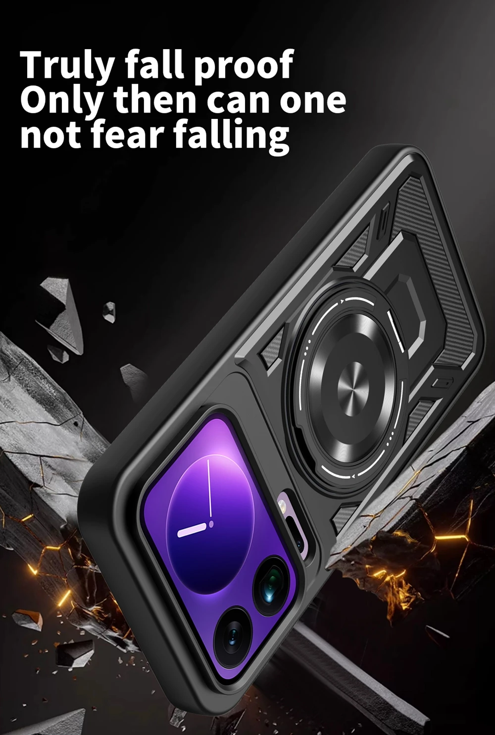 Armadura Funda para Magsafe Funda de carga inalámbrica para Xiaomi 17 Pro Max Mi 17 17Pro Max 5G cubierta de soporte de anillo magnético - imagen 3