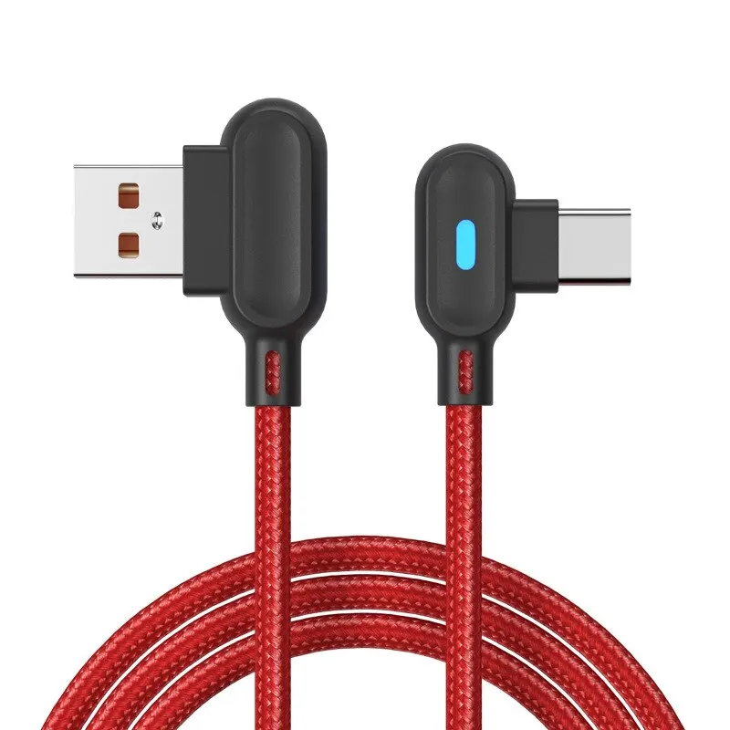 Cable de carga rápida tipo C para juegos, Cable de datos trenzado, doble codo ligero, para Samsung, Xiaomi, teléfono móvil, 66W - imagen 3
