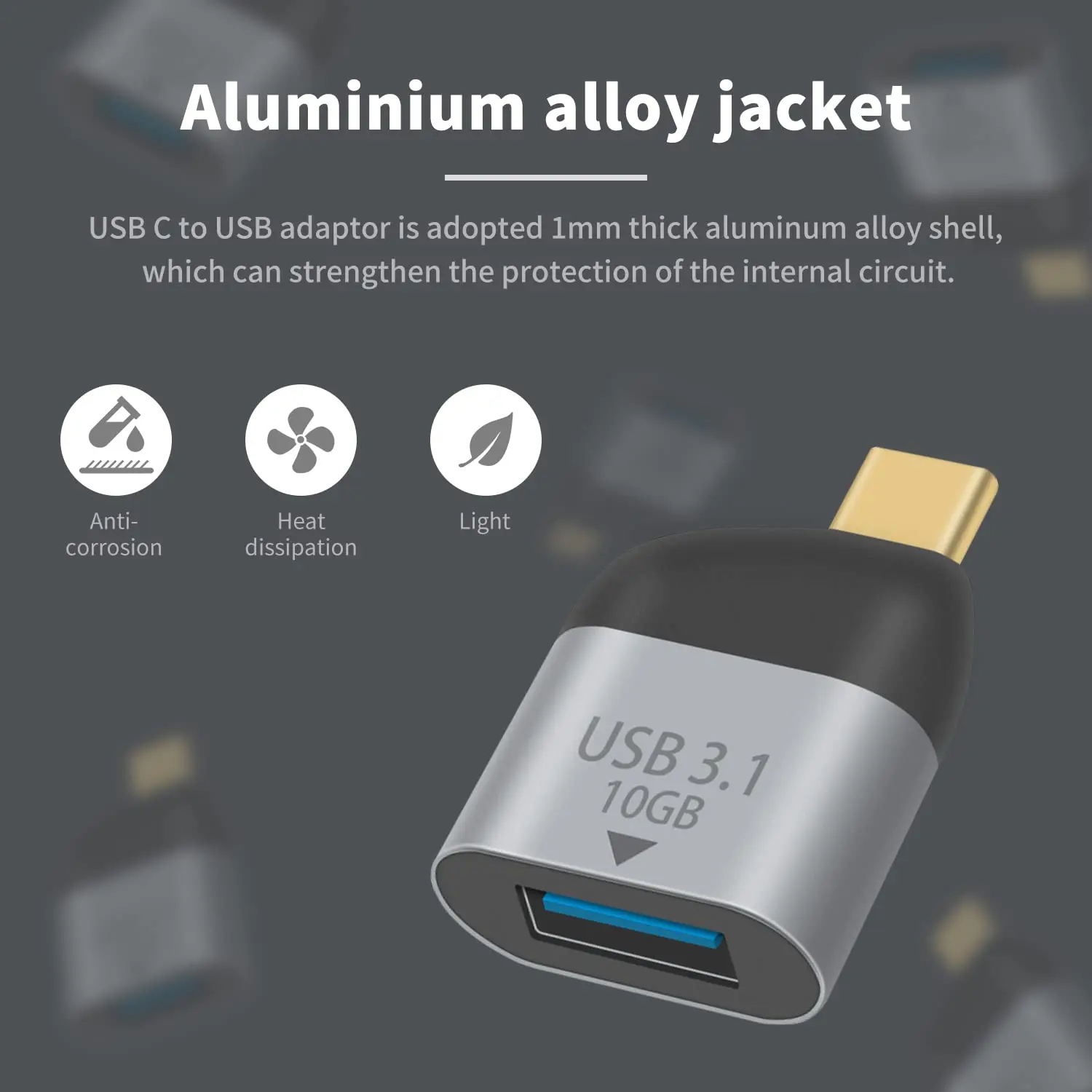 Adaptador USB C a USB 3,1, adaptador USB A a USB C de 10Gbps, adaptador USB C macho a USB 3,0 A hembra para ordenador portátil, cargador de PC, banco de energía - imagen 5