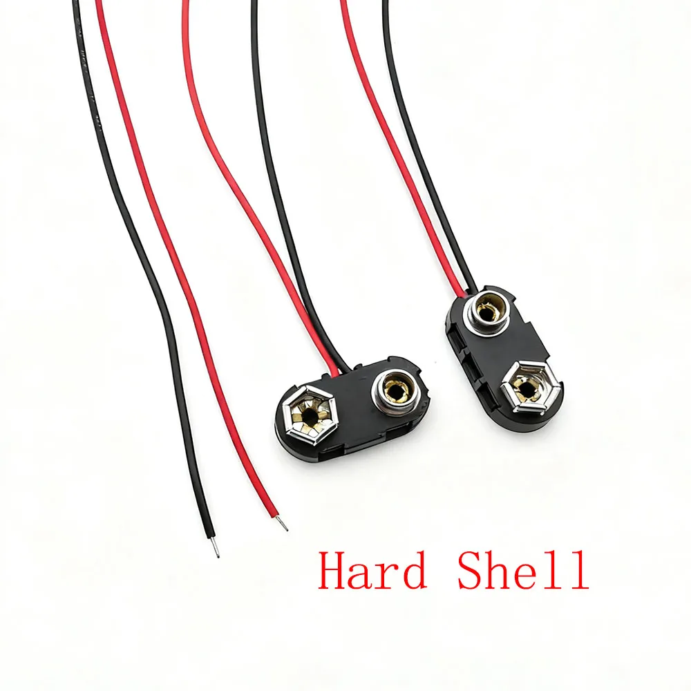 Conector de batería de 9V, 10 Uds., Clip de batería tipo I/T de 9 voltios, hebilla de carcasa suave/dura a presión con conexión de Cable rojo y negro 26AWG - imagen 4