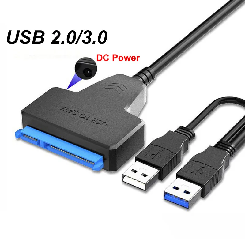 SATA a USB 3,0 2,0 Cable de unidad fácil USB 3,0 a Sata III adaptador de disco duro externo 2,5 pulgadas HDD SSD adaptador de disco duro alimentación CC