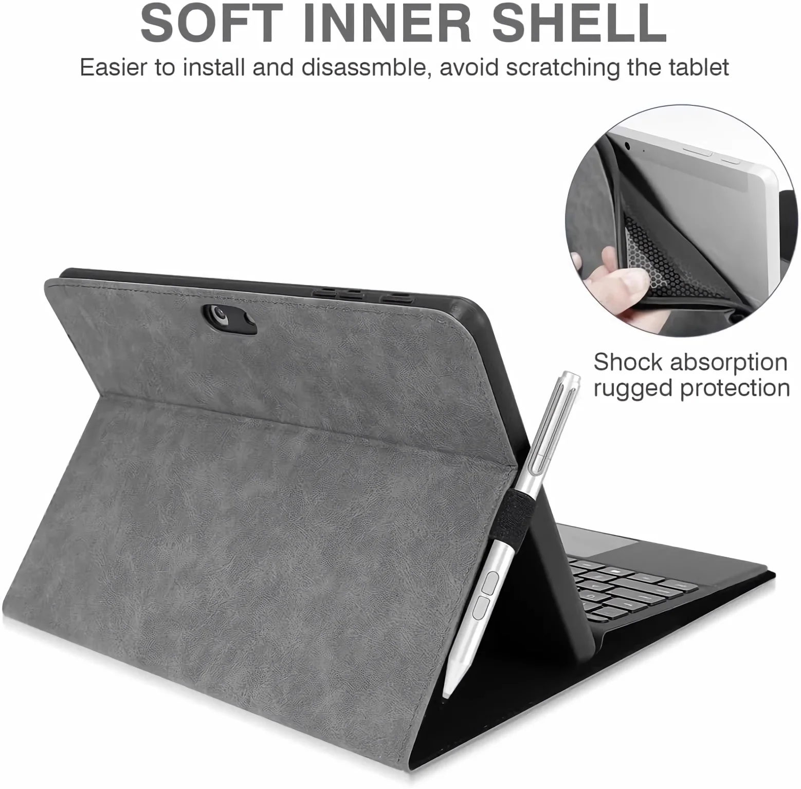 Funda de negocios para Microsoft Surface Go 4 3 2, funda para tableta de 10,5 ", soporte multiángulo, carcasa de Tpu para Surface Go, fundas de cuero Pu - imagen 2
