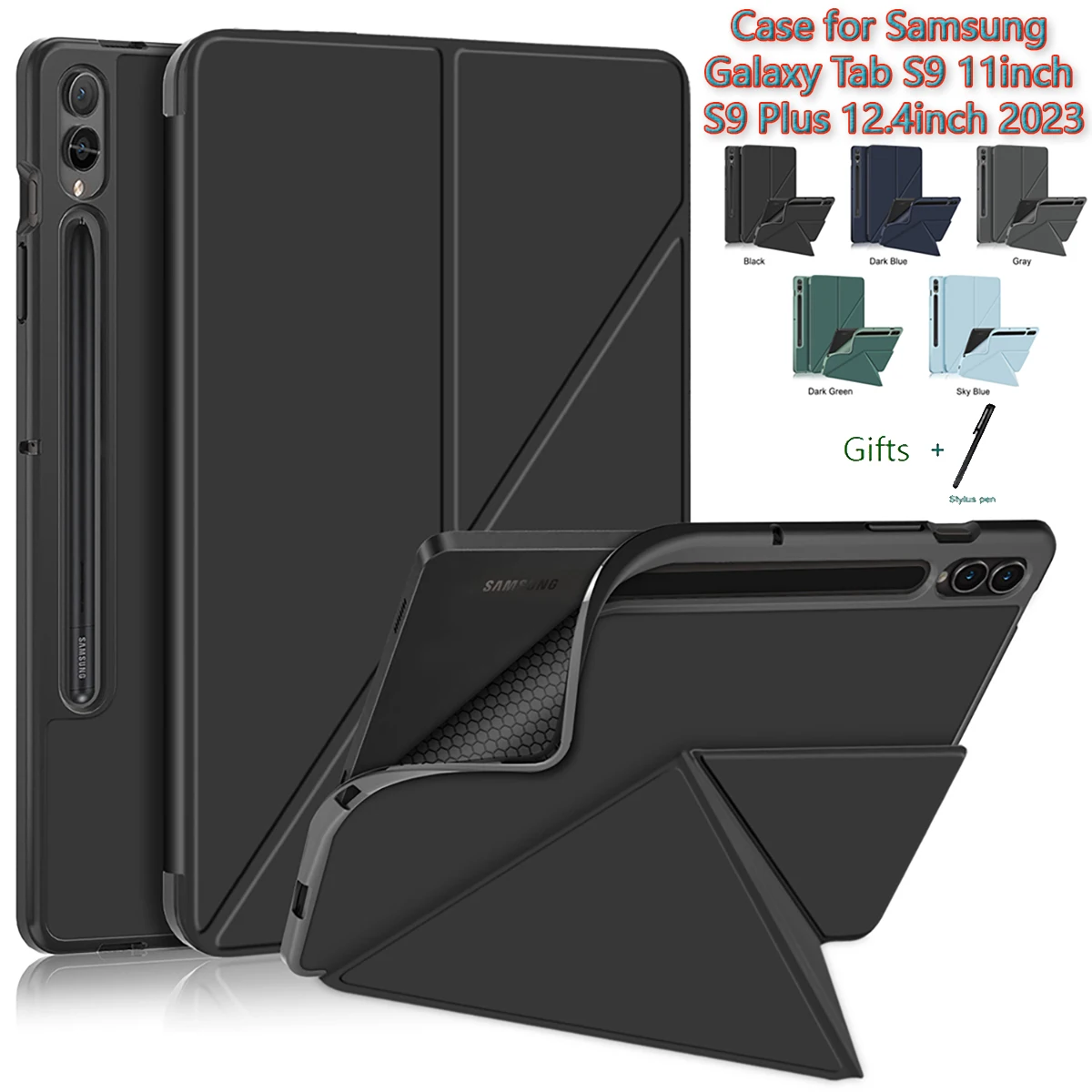 Funda plegable múltiple para Samsung Galaxy Tab S9 11 "X710/X716 funda con soporte inteligente para Tab S9Plus 12,4" X810 X816 con soporte para ranura para lápiz - imagen 2