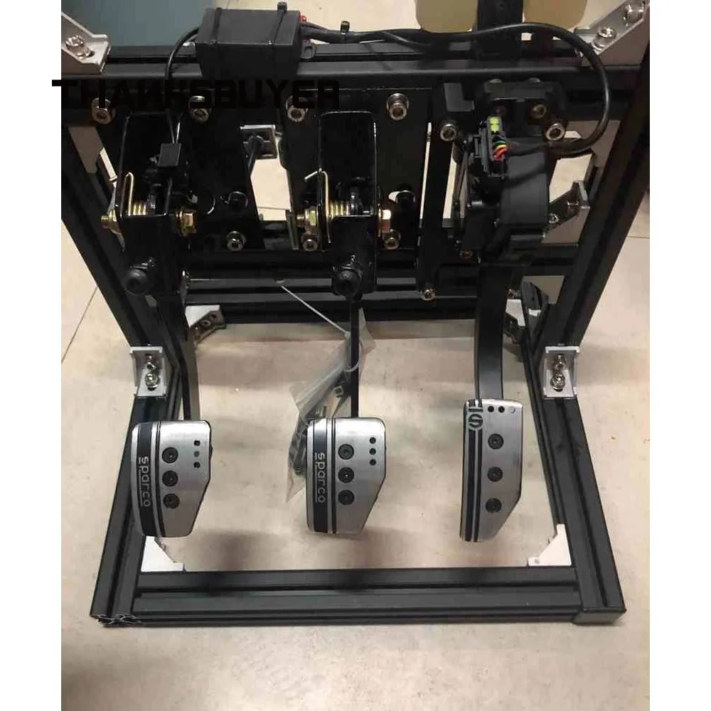 Pedales hidráulicos Simplayer Pedales de carreras (fuerza del pedal de 60 kg y 110 kg para frenado) con soporte de perfil negro plateado