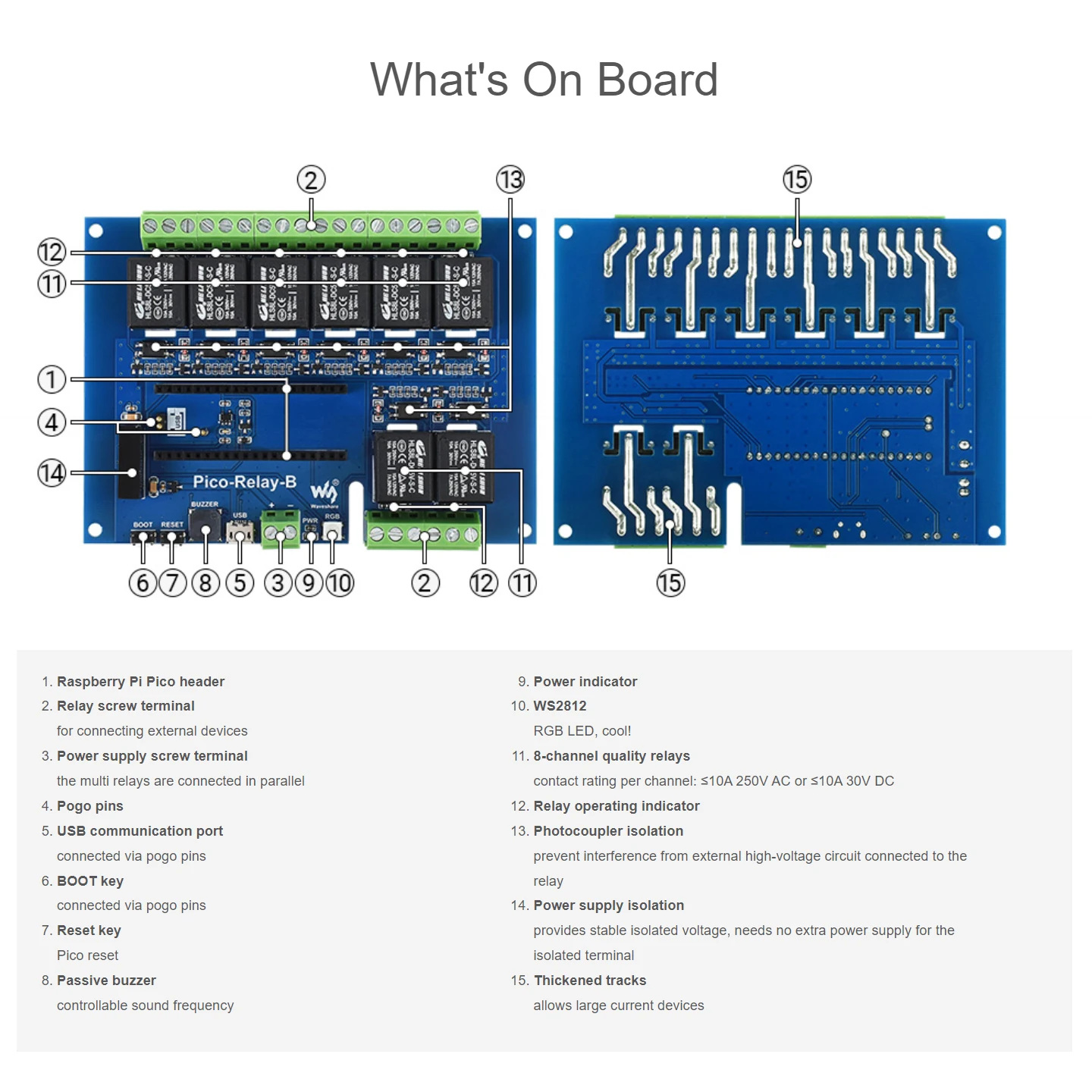 Módulo de relé Industrial de 8 canales Raspberry Pi Pico con carcasa de ABS fuente de alimentación fotoacoplador aislamiento protección múltiple - imagen 3