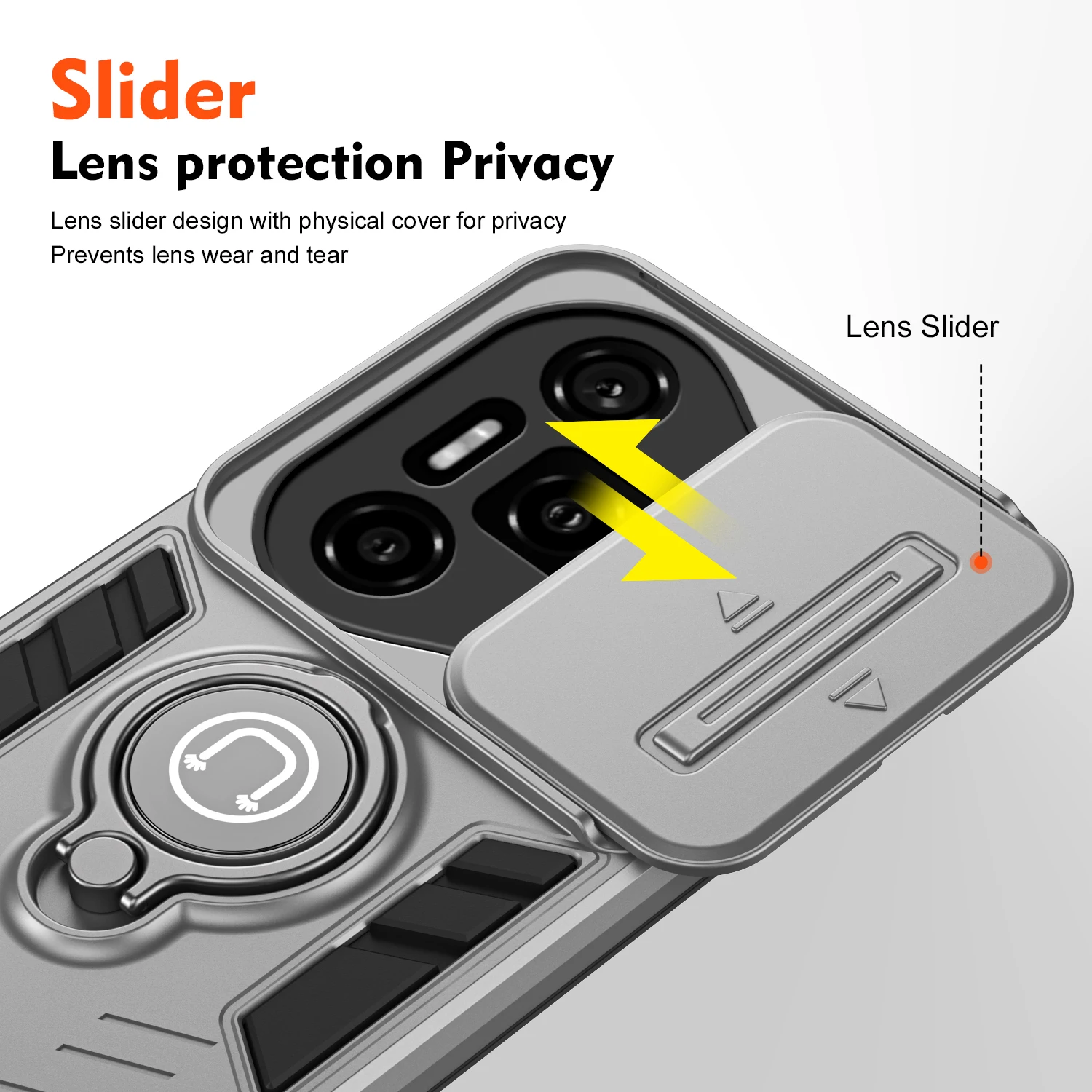 Funda para Huawei Honor 300 Pro 5G cámara deslizante soporte de anillo magnético de coche cubierta dura de silicona a prueba de golpes para teléfono Honor300Pro AMP-AN00 - imagen 3