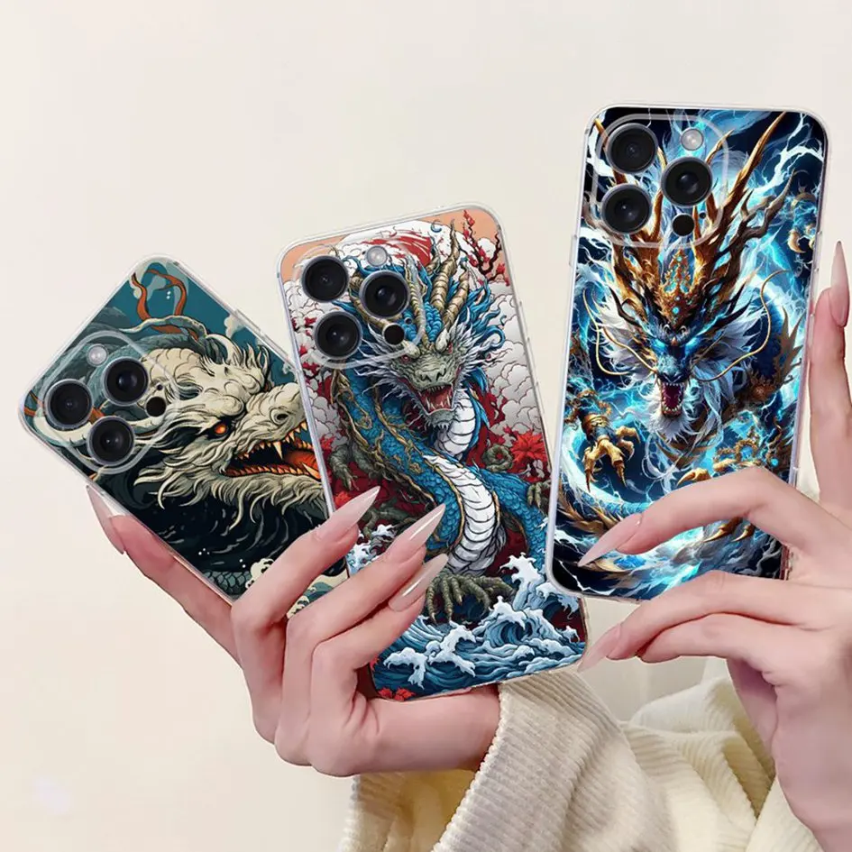 Para iPhone 15 Pro Plus funda Cool moda dragón dibujos animados suave silicona cubierta a prueba de golpes para iPhone 15 Pro Max iPhone15 Pro parachoques