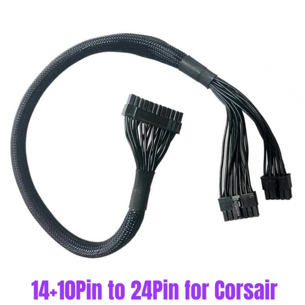 Cable de alimentación de placa base principal ATX de 14 + 10 pines a 24 pines, red con funda de 60 CM para Powers modulares CORSAIR HX1200i, HX1000i, HX850i, HX750i - imagen 4