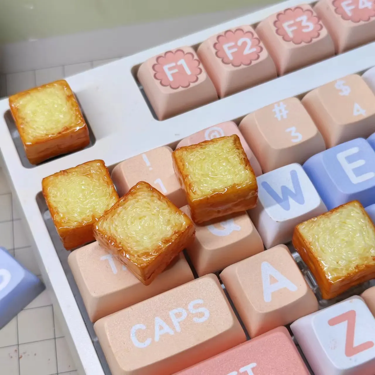 Teclas de pan tostado de pastelería DIY, botones de ordenador creativos personalizados, teclas de teclado mecánico universales - imagen 3