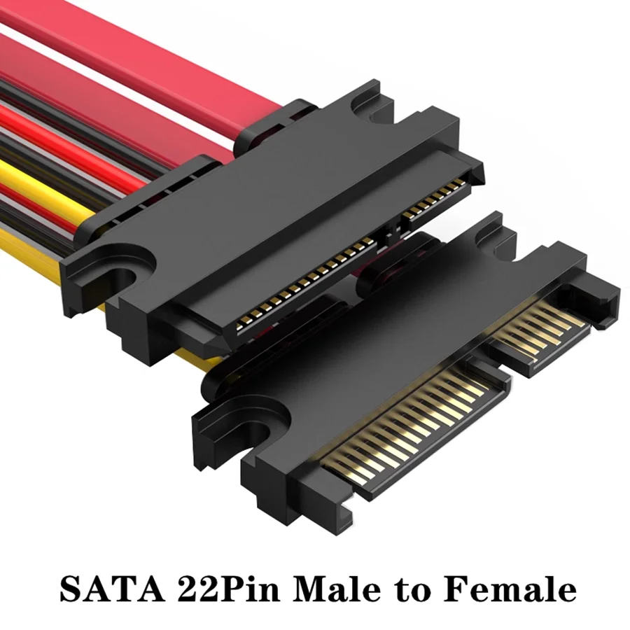 SATA 22 pines macho a hembra extensión Sata Cable corto SATA 3 III 22 pines macho a hembra 7 + 15 pines SATA alimentación de datos frío 0,1 m 0,3 m - imagen 2