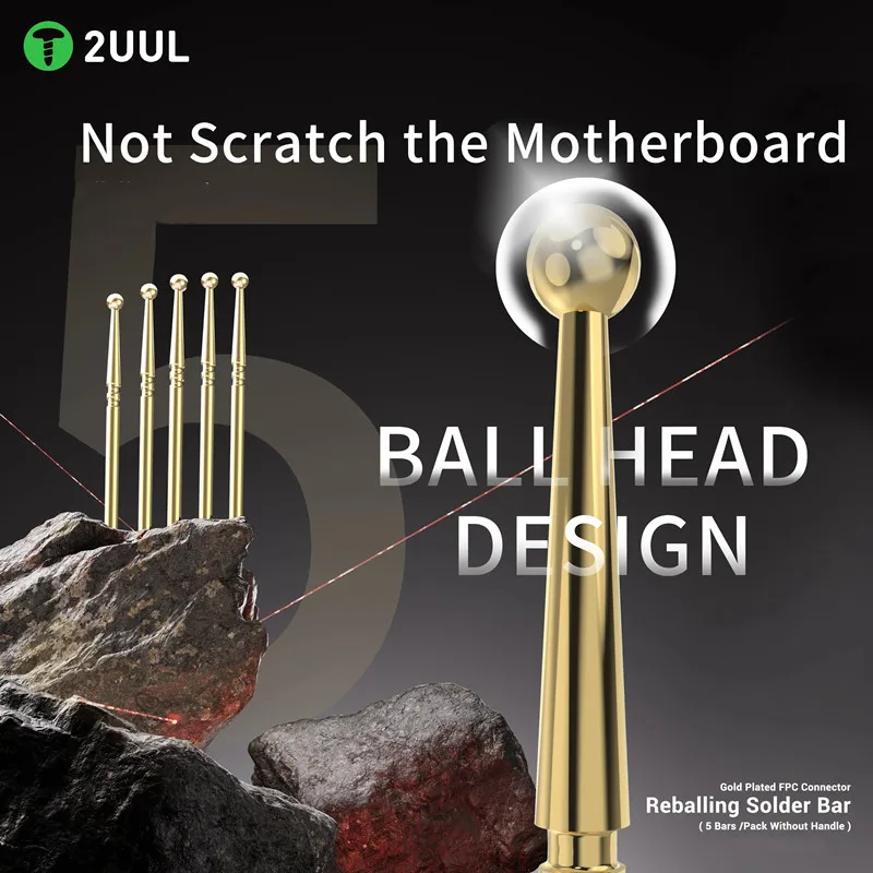 2UUL SC96 5 barras/paquete cabezal de aguja de arrastre de estaño chapado en oro sin mango conector FPC de succión rápida de estaño barra de soldadura Reballing - imagen 2
