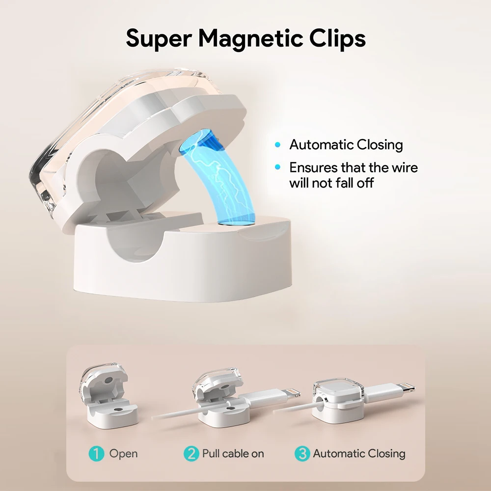 NNBILI colorido 6 uds Clips de Cable magnéticos soporte de Cable ajustable suave debajo del escritorio gestión de cables organizador de Cables - imagen 3