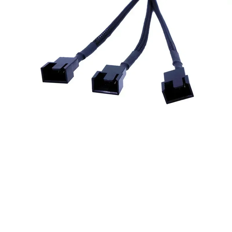 Cable de ventilador PWM de 4 pines de alta calidad, 1 a 3 vías, conector de Cable de extensión de 26,5 cm de longitud, funda negra, 1 Uds. Divisor - imagen 5