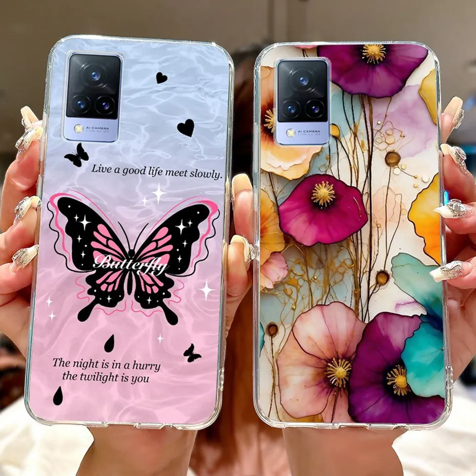 Funda de teléfono con pintura bonita para Vivo V21 V21e 4G 5G, fundas traseras de silicona suave TPU para Vivo V21s V21 V21E, parachoques