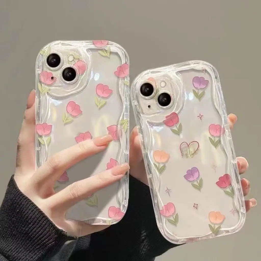 Funda de flor de tulipán de corazón rosa para Infinix Note 40 30 Pro Zero 30 Hot 40i 30i 30 Play Smart 8 Tecno Spark 20, Capa suave