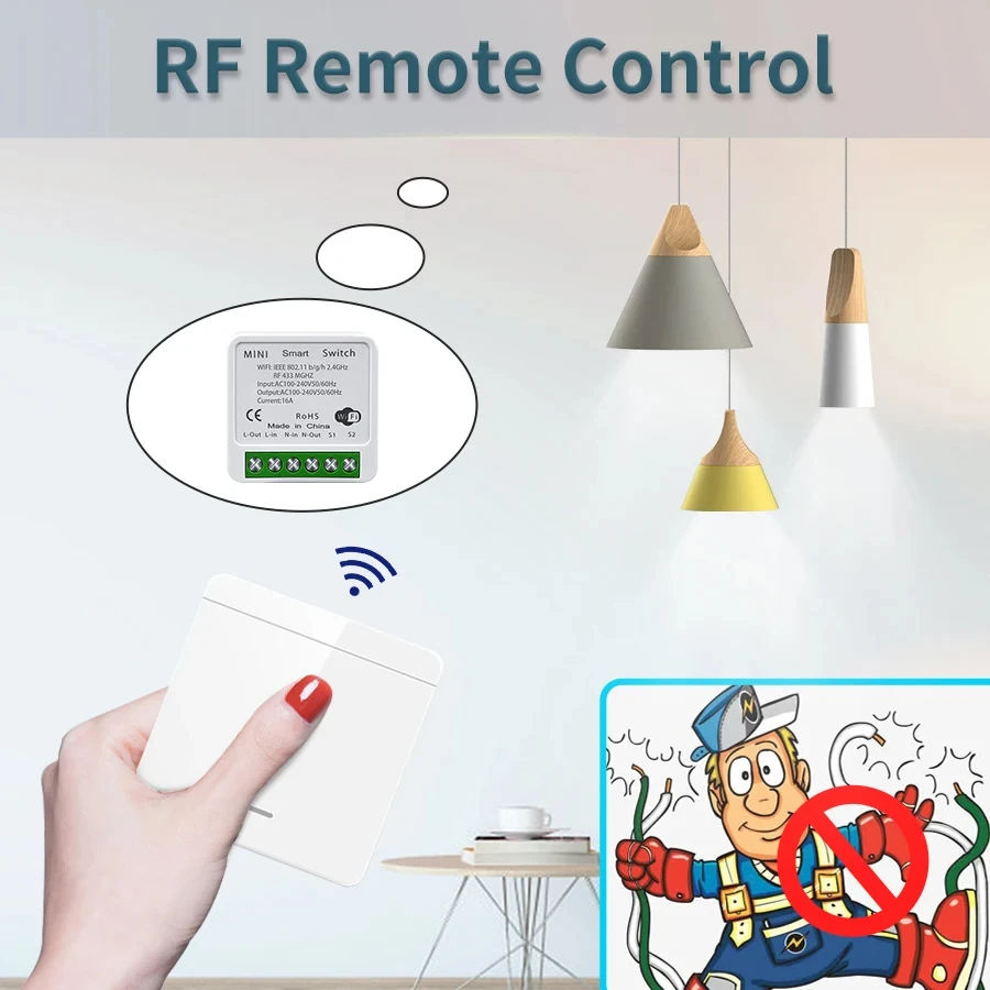Tuya-interruptor inteligente WiFi para iluminación RF, dispositivo inalámbrico de 433MHz, Control por voz, funciona con Alexa, Google Home y Alice - imagen 3