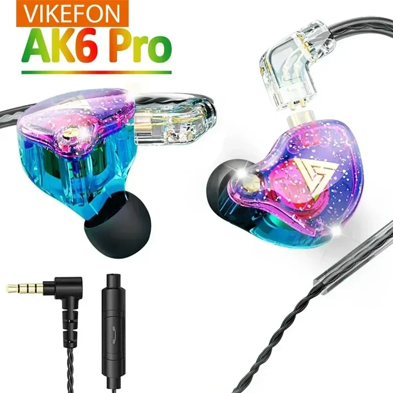 QKZ-auriculares AK6 Pro con cable, cascos deportivos con micrófono, HiFi, graves, cancelación de ruido, controlador de cobre, originales