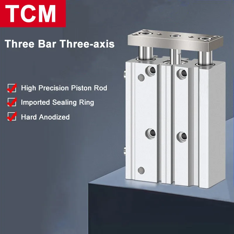 Cilindro de tres ejes de tres barras guiado TCM, diámetro 12/16/20/25/32/40/50/63, carrera del cilindro de 10-400MM, consulte diferentes necesidades