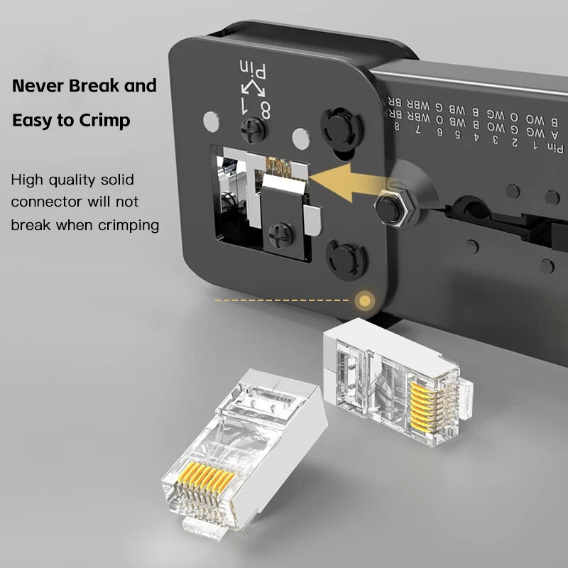 Cat6 paso a través de enchufe Modular RJ45 blindado chapado en oro 8P8C RJ45 extremos conectores de red UTP STP para cables trenzados sólidos - imagen 2