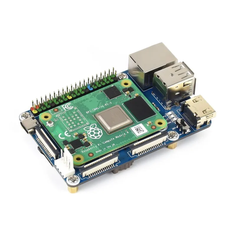 Placa Base Raspberry Pi CM4 IO con ventilador CSI DSI RTC, compatible con HDMI, USB RJ45, tarjeta SD Gigabit, puerto de ranura M.2, caja de Metal para CM4 - imagen 4