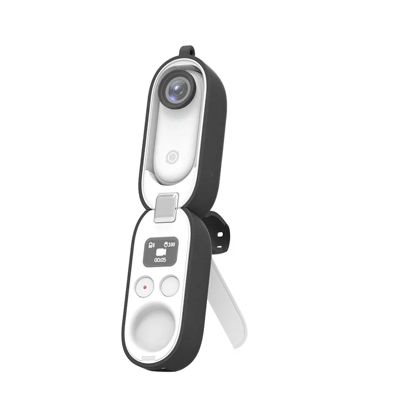 Funda de silicona 2 en 1, cubierta de batería, carcasa protectora, correa de muñeca ajustable, juego de cuerdas trenzadas para accesorios de cámara Insta360 GO 2 - imagen 4