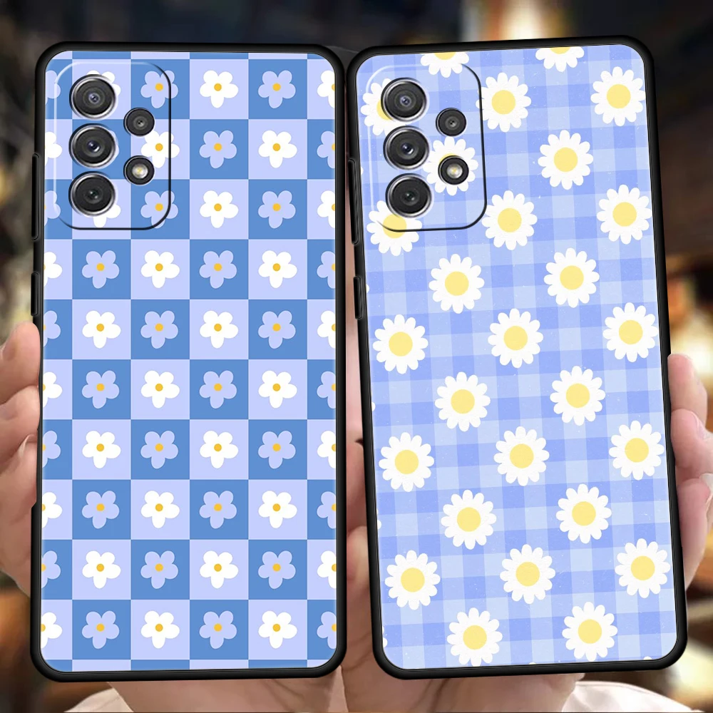 Funda de teléfono para Samsung A15 A13 A35 A55 A51 A71 A41 A31 A03S A05 A17 A23 A25 A33 A53 A73 5G A07 4G, funda con estampado con dibujo de Margarita