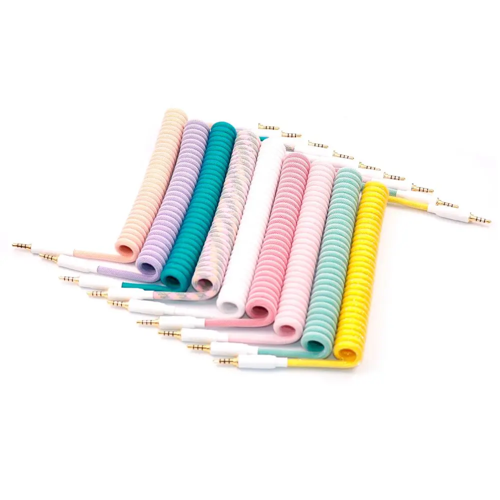 Angitu-Cable de datos de dopamina para teclado mecánico, Cable de transferencia de datos, TRRS en espiral, hecho a mano