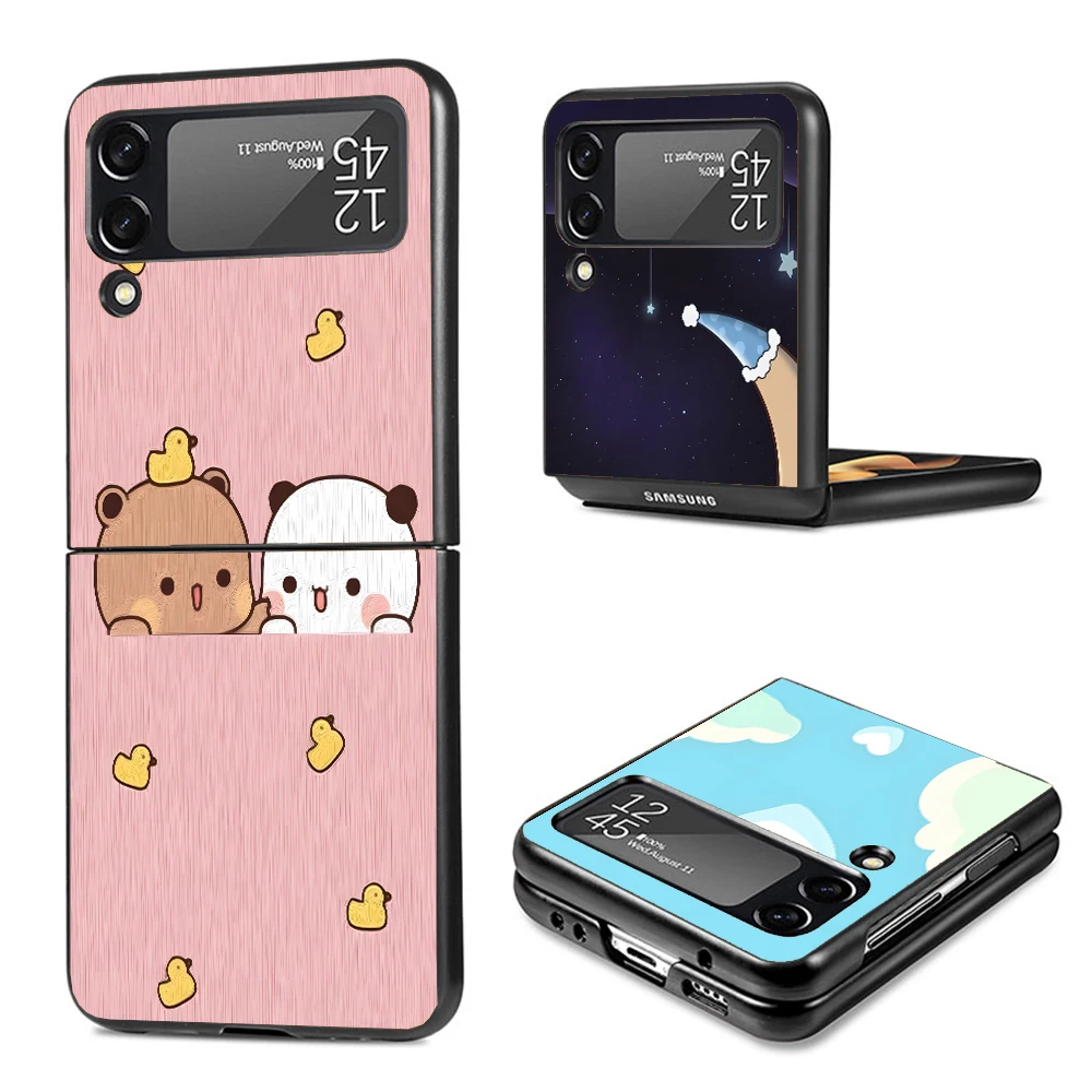 Fundas de teléfono negras con bonito gato melocotón Goma para Samsung Z Flip 7 6 5 4 3 galaxia de lujo ZFlip7 ZFlip6 Flip5 Flip4 Flip3 funda Z F - imagen 2