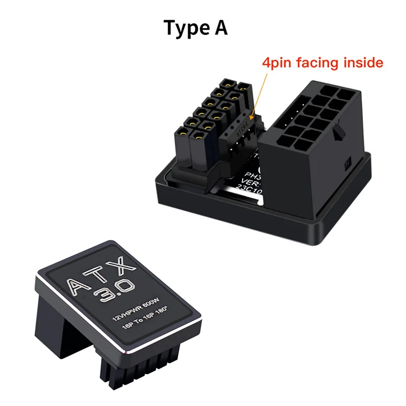 Angitu 12vhpwr adaptador de corriente 180 grados RTX 40/50 serie ATX3.0 tarjeta gráfica 5,0 600w 12 + 4 16 pines conector de giro macho a hembra - imagen 4