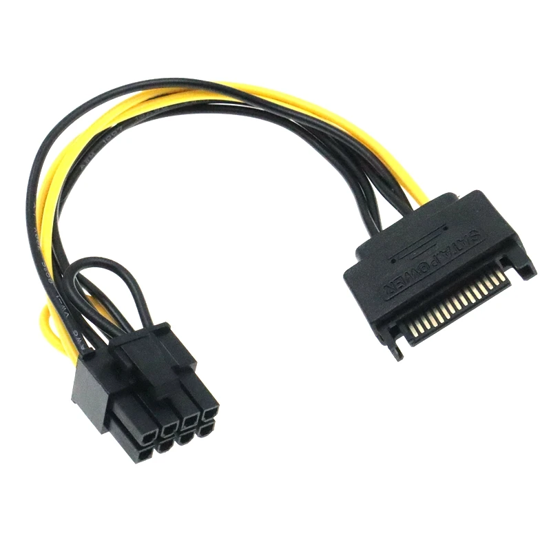 Cable de alimentación PCI-e SATA macho de 15 pines a 8 pines (6 + 2) Adaptador PCI Express SATA de 15 pines a 8 pines para tarjeta de vídeo gráfica de 8 pulgadas - imagen 3