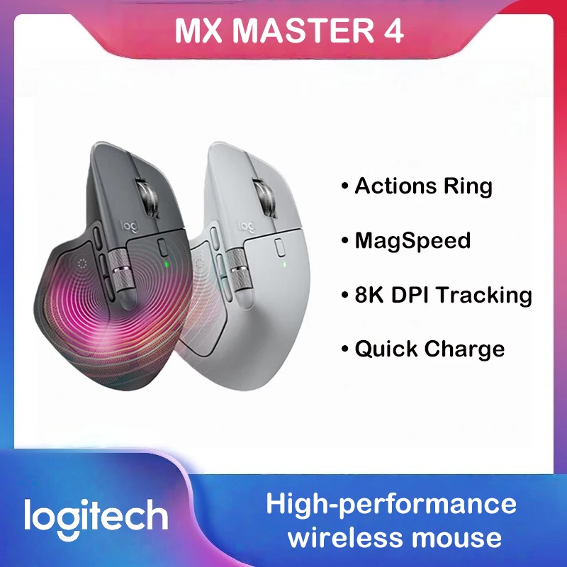 Logitech MX Master 4 Acciones de retroalimentación háptica Anillo MagSpeed 8000DPI Ratón inalámbrico ergonómico Bluetooth Batería de 70 días - imagen 2