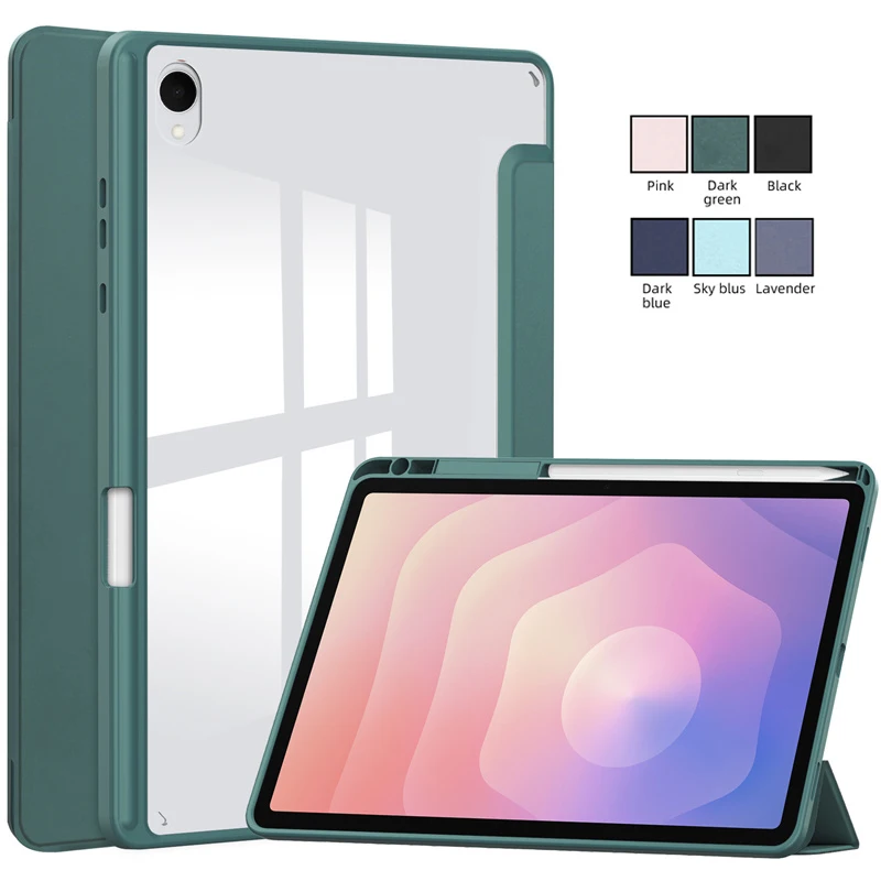 Para Samsung Galaxy Tab S11 Funda con portalápices acrílico transparente Funda magnética inteligente para Coque Galaxy Tab S11 Funda Funda de 11 pulgadas
