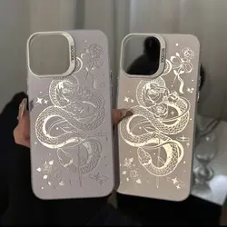 Funda iPhone 16–11 / X–7 Plus – Serpiente Rosa Mate Trasera Anticaída