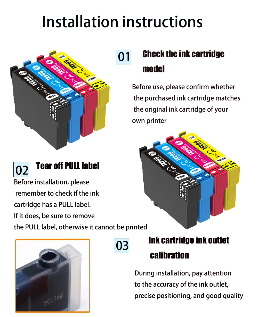 Compatible 604XL T604XL T604 604 Ink Cartridge for Epson XP-2200 2205 3200 3205 4200 4205 WF-2910 2930 2935 2950DWF Printer - imagen 5