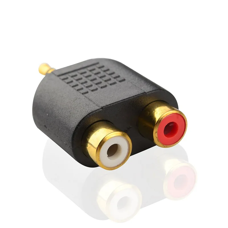 1 Uds. Conector macho de Audio estéreo chapado en oro multiusos de 3,5mm a conector hembra 2 RCA Y adaptador divisor conector Jack 3,5 - imagen 3