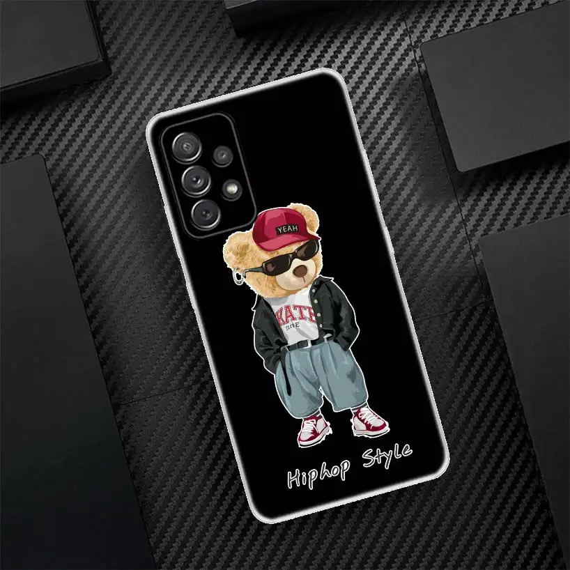 Funda de teléfono con llamada de silicona de oso de marca a la moda para Samsung Galaxy A52 A51 A50S A42 A32 A22 A12 A02S A30S A20S A10S A41 A31 A21S A40 - imagen 2