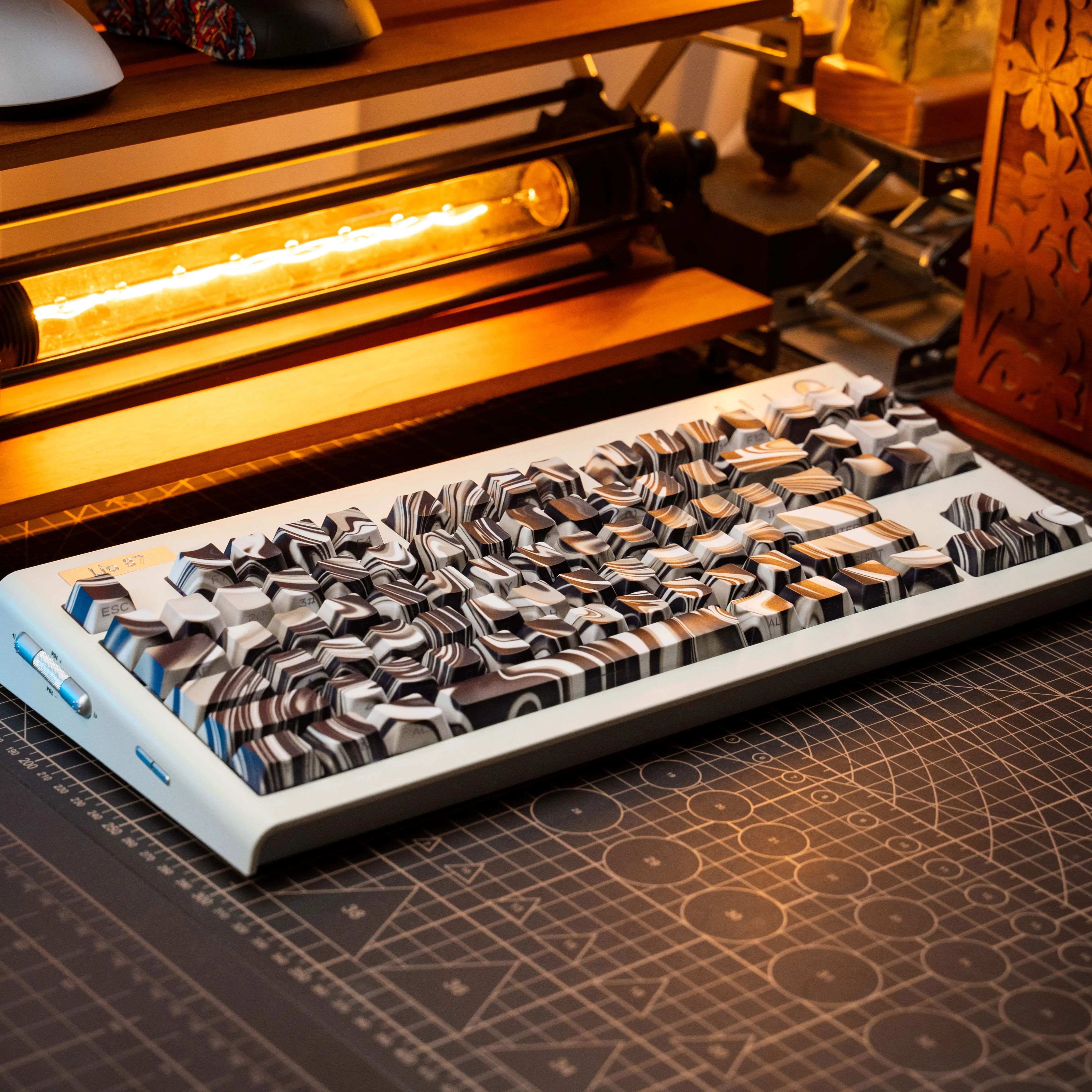 Teclas translúcidas con grabado lateral, teclas de estilo chino Retro manchadas de Pbt de cereza, tema desordenado, personalizadas, 120 teclas - imagen 4